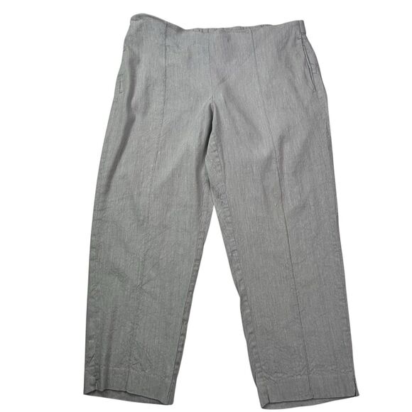 J. Jill Women's Size Medium Linen Stretch Pants Tapered Ankle Split Gray Pull On - Picture 1 of 16